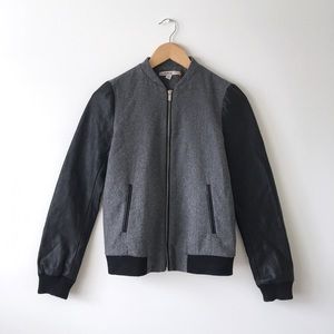 Zara Trafaluc Wool Blend Faux Leather Varsity Jacket